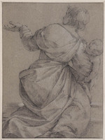 B 062
<br/>
Geknielde vrouw, op de rug gezien,met kind
<br/>
<em>Veronese, Paolo (1528-1588) - kopie naar</em>